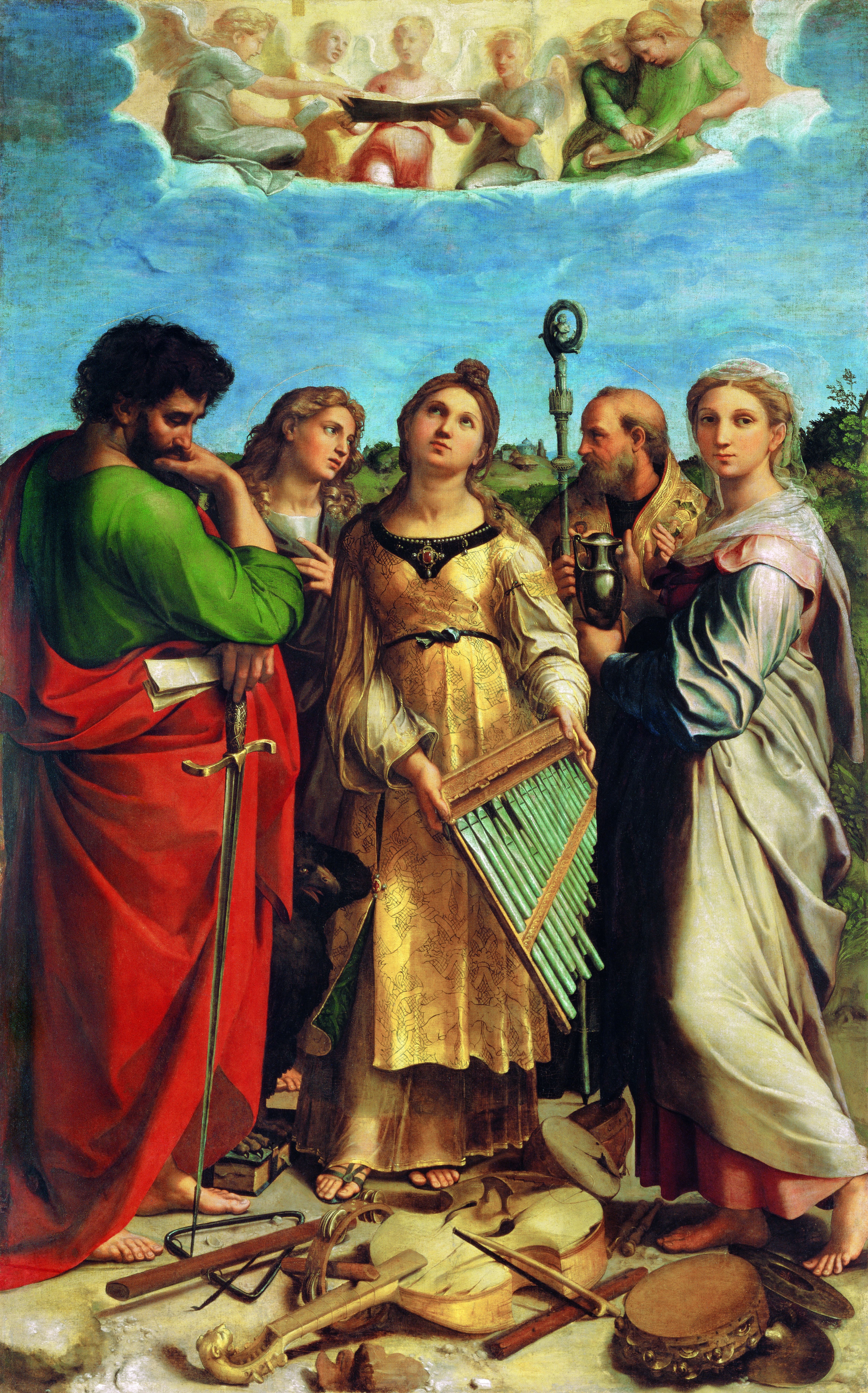Annotated details from St Cecilia by Raphael